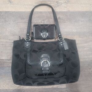 Black Coach Women's Bag and Wallet Set